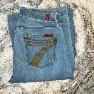 7FAM size 28, 35” inseam, 8” rise